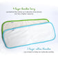 4 layer bamboo terry insert. Use behind the cotton as it absorbs more slowly but has a higher capacity. 3 layer cotton/bamboo insert. Use closest to baby as it absorbs quickly.