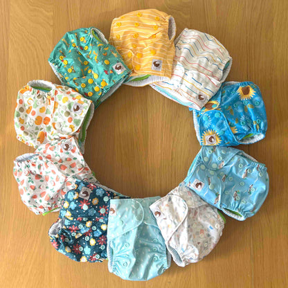 Reusable nappies arranged in a circle